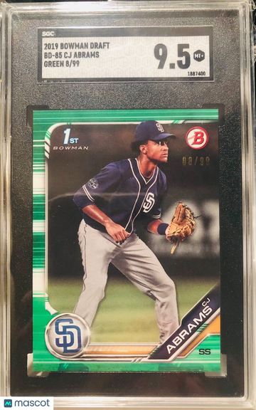CJ ABRAMS 2019 Bowman Draft #BD-85 GREEN Parallel SP #08/99 SGC 9.5 Nationals
