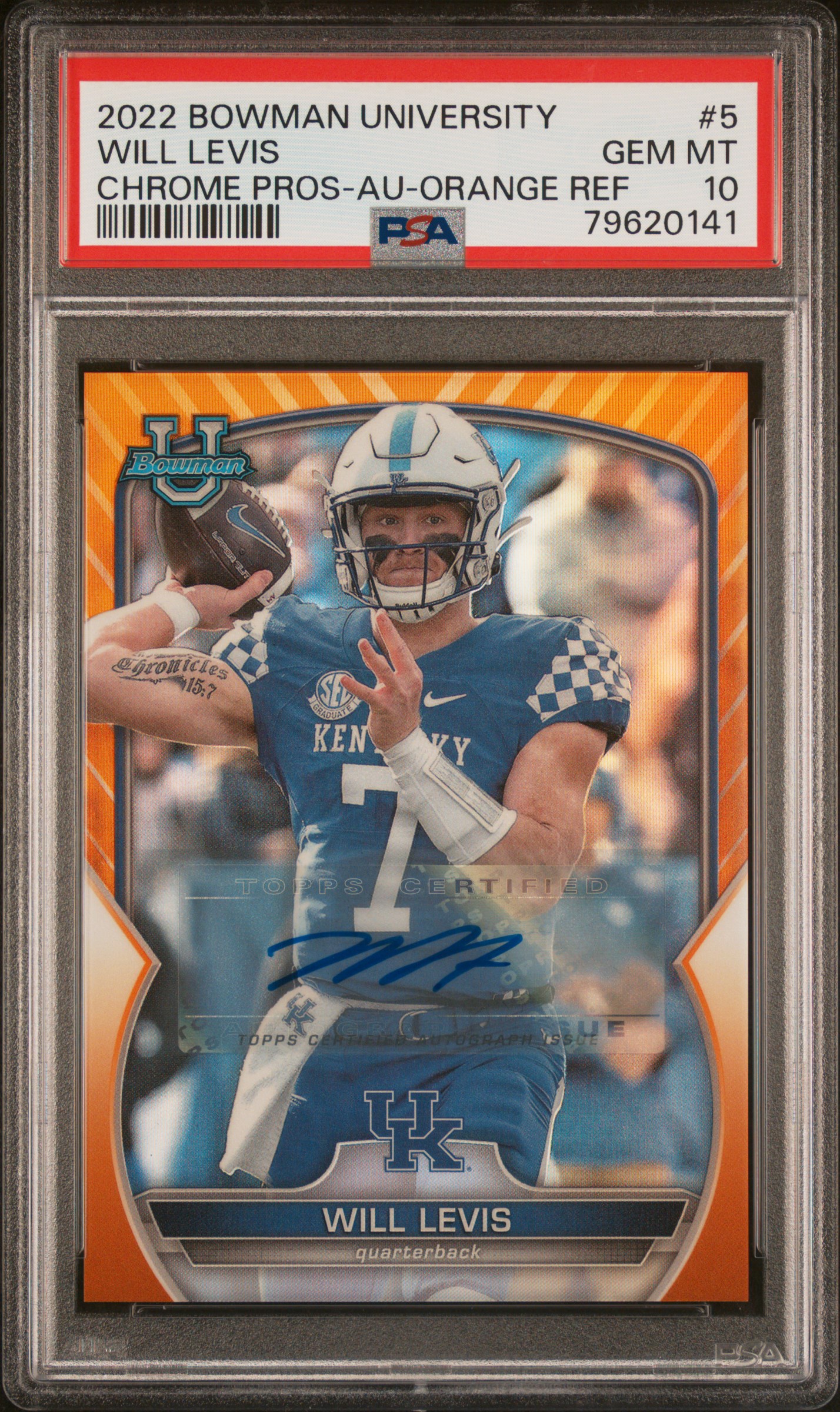 2022 Bowman University Chrome Prospects Will Levis #5 RC AUTO #/25 !! PSA 10!