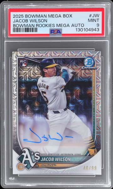 2025 Bowman Mega Box Jacob Wilson Bowman Rookie Mega Autograph PSA 9