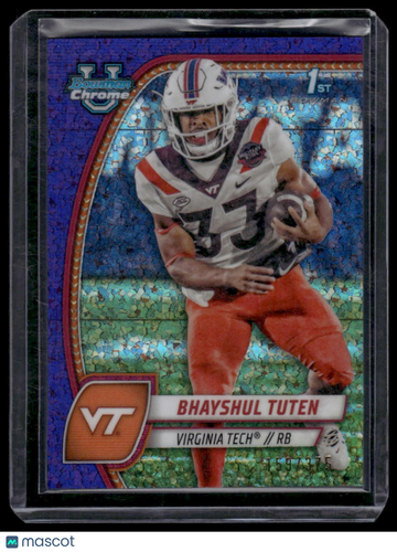 2024 Bowman University Chrome Bhayshul Tuten #21 Purple Mini-Diamond Refractor SN