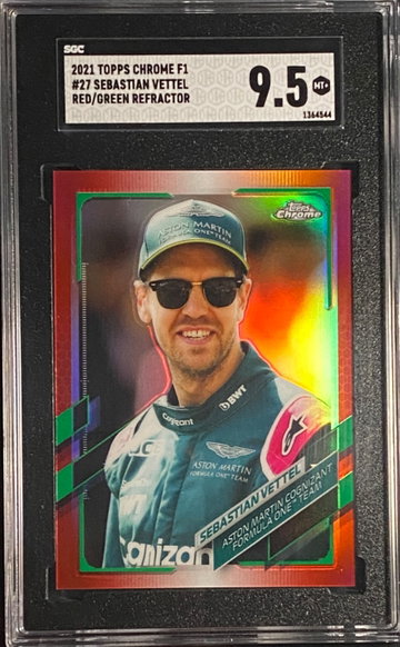 2021 Topps Chrome Sebastian Vettel Red Green Refractor Aston Martin Formula 1 F1 SGC 9.5