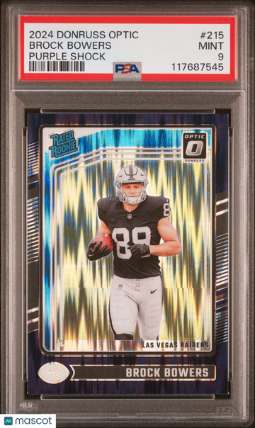 2024 Panini Donruss Optic Brock Bowers #215 Purple Shock PSA 9