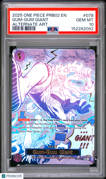 The Best Vol. 2 Gum-Gum Giant (Alternate Art) Foil Rare PSA 10 #OP09-078