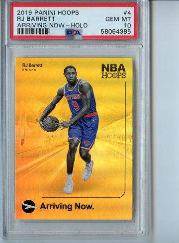 PSA 10 RJ Barrett NBA Hoops Arriving Now Holo Prizm Gem #4 Rookie 2019 RC