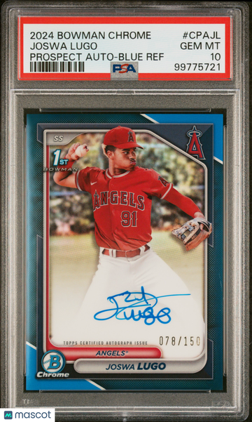 2024 Bowman Chrome Prospect Autographs Joswa Lugo #CPAJL Blue Ref /150 PSA 10