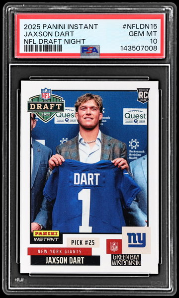 2025 Panini Instant Jaxson Dart Nfl Draft Night PSA 10 RC