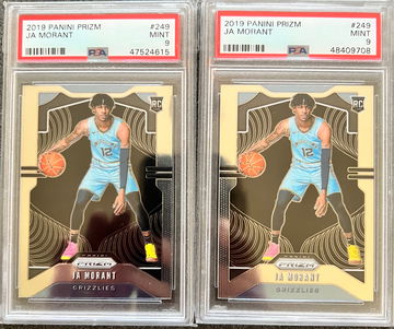 (2x) 2019 NBA Basketball  Prizm base Ja Morant rookie PSA 9