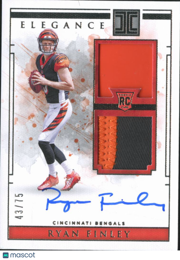 Ryan Finley 2019 Panini Impeccable Elegance Patch RC Auto /75 Cincinnati Bengals