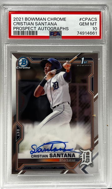 2021 Bowman Chrome Prospects Auto Cristian Santana PSA 10