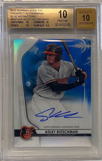 2020 Bowman Sterling Prospect Autographs Adley Rutschman Blue Refractor