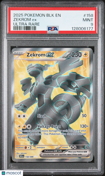 2025 Pokemon BLK EN-Black Bolt Zekrom EX Ultra Rare PSA 9 #158