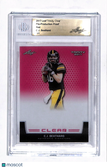2017 Leaf Trinity Clear C.J. Beathard Red Pre-Production Proof
