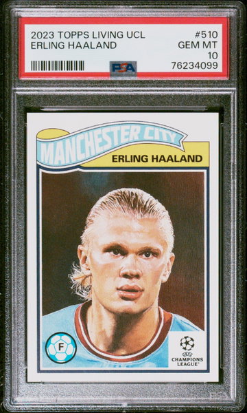 2023 TOPPS LIVING SET UEFA UCC ERLING HAALAND #510 MANCHESTER CITY PSA 10