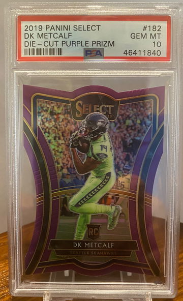 DK Metcalf Select Purple Prizm RC Rookie PSA 10