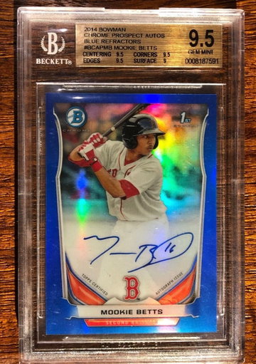 Mookie Betts 2014 Bowman Chrome Blue Refractor Auto /150 BGS 9.5/10