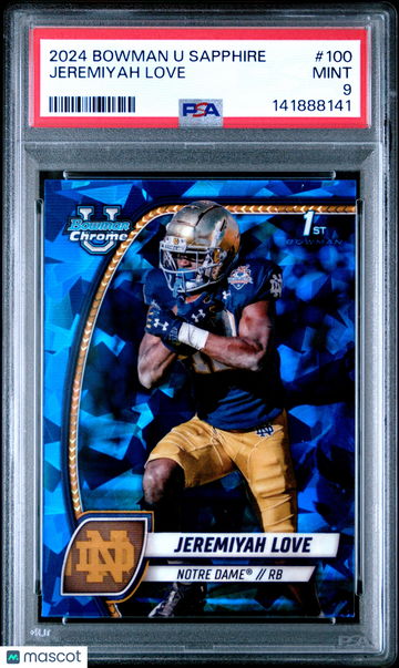 2024 Bowman University Chrome Sapphire Jeremiyah Love #100 PSA 9