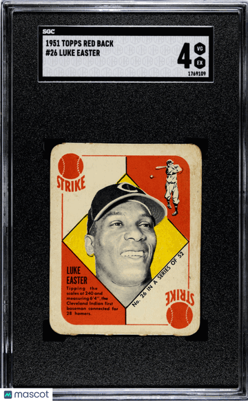 1951 Topps Red Back Luke Easter #26 SGC 4