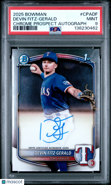 2025 Bowman Chrome Prospect Autographs Devin Fitz-Gerald #CPADF PSA 9