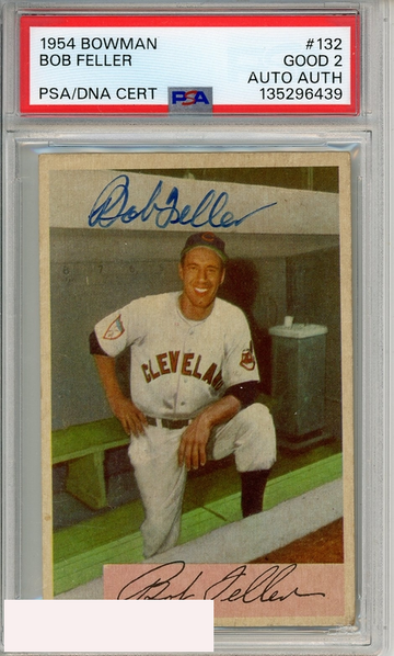 1954 BOWMAN BOB FELLER #132 PSA 2 GOOD AUTO AUTHENTIC