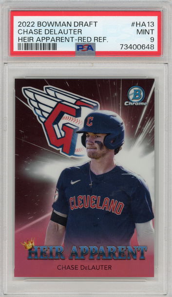 2022 Bowman Chrome Draft Chase DeLauter Red Refractor #4/5 PSA 9 Heir Apparent