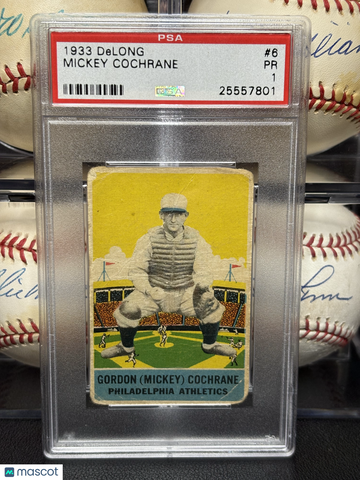 1933 Delong Mickey Cochrane #6 PSA 1