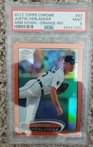 2012 Topps Chrome Verlander Orange Refractor psa 9
