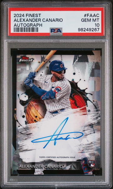 2024 Topps Finest Autographs Alexander Canario #FA-AC RC Auto PSA 10
