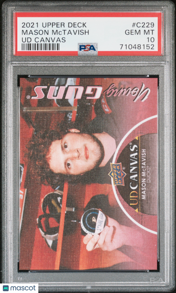 2021-2022 Upper Deck UD Canvas Mason Mctavish #C229 Young Guns Rookie PSA 10