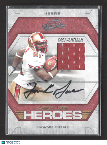 2008 Playoff Absolute Memorabilia Absolute Heroes Frank Gore #AH-23 /10 Authentic Game-Worn Jersey
