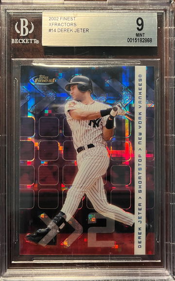2002 FINEST XFRACTOR #14 DEREK JETER YANKEES HOF #/299 BGS 9