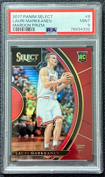 2017-18 Panini Select Lauri Markkanen Maroon Prizm 97/199 PSA 9 RC Card #8