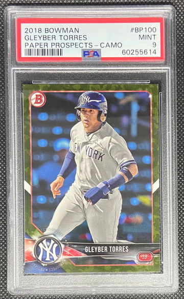 2018 Bowman Paper Camo Gleyber Torres Yankees RC Rookie PSA 9 MINT