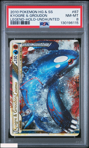 2010 POKEMON HG SS UNDAUNTED KYOGRE AND GROUDON #87 LEGEND HOLO PSA 8
