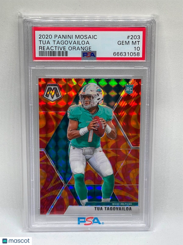2020 Panini Mosaic Tua Tagovailoa #203 Reactive Orange PSA 10