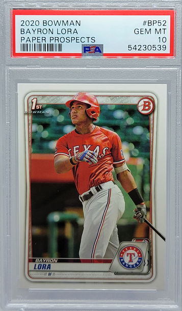 2020 BOWMAN #BP52 BAYRON LORA PAPER PROSPECTS PSA 10