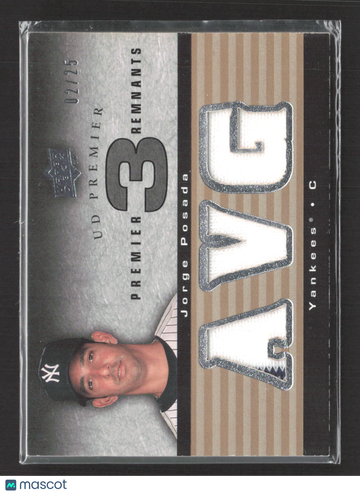 2008 Upper Deck Premier Premier 3 Remnants Jorge Posada #PR3-PO /25 Triple Patch Game-Used Memorabilia