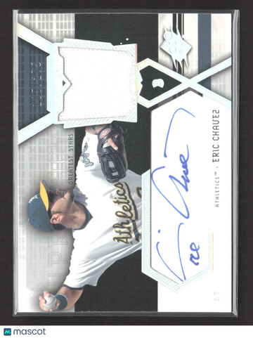 2004 Upper Deck SPx Swatch Supremacy Signatures Eric Chavez Auto Game-Used Jersey #SS-EC Baseball