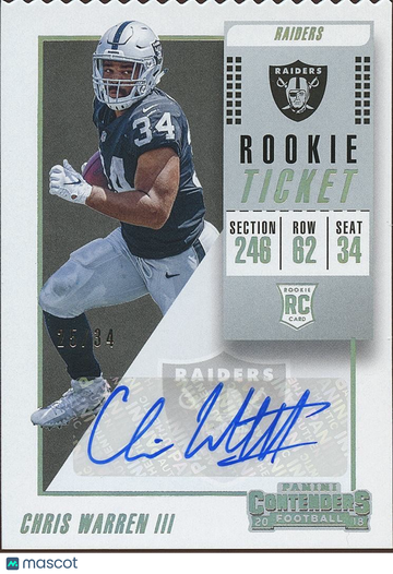 2018 Panini Contenders Chris Warren Chris Warren III Stubs Panini Authentic