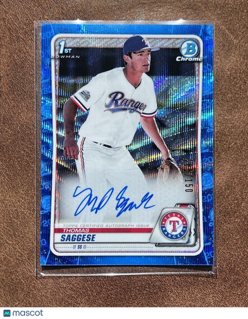 2020 Bowman Chrome Draft CDA-TSA Thomas Saggese Auto Blue Wave /150