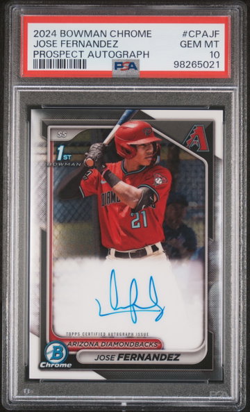 2024 Bowman Chrome Prospect Autograph Jose Fernandez #CPAJF PSA 10