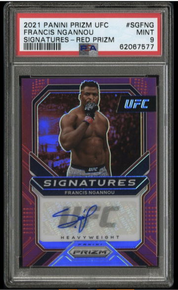 2021 Panini Prizm UFC Francis Ngannou Signatures Red Prizm /49 Champion PSA 9 MINT