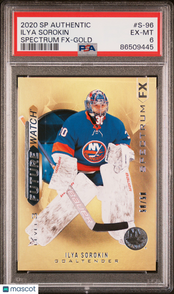 Ilya Sorokin 2020 SP Authentic Spectrum FX #S-96 Gold Rookie 50/50 PSA 6