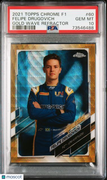 2021 Topps Chrome Formula 1 Felipe Drugovich #60 Gold Wave Refractor PSA 10