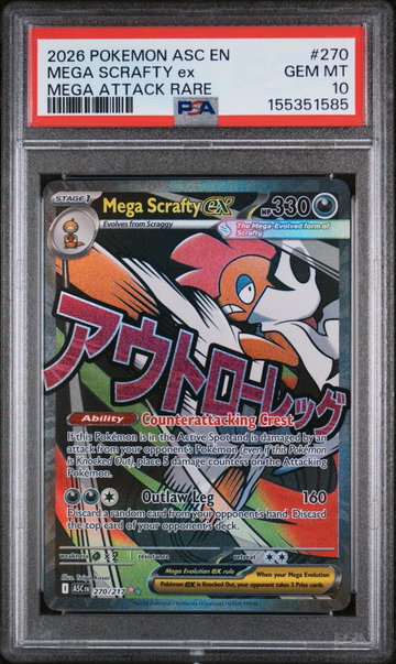 2026 Ascended Heroes - Asc En - English Mega Attack Rare Holo Mega Scrafty Ex #270 PSA 10