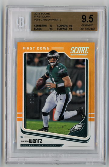 2018 Score First Down Gold /10 Carson Wentz BGS 9.5 Pop 3!!