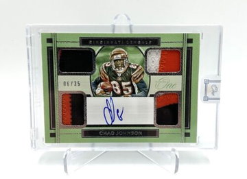 CHAD JOHNSON 2020 PANINI ONE FOOTBALL AUTO 4 PATCH 3 COLOR RC /35 OCHOCINCO HOF