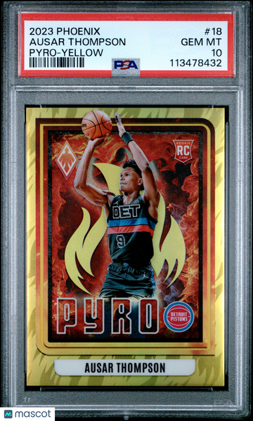2023 Panini Phoenix Pyro Ausar Thompson #18 Yellow /35 Rookie PSA 10