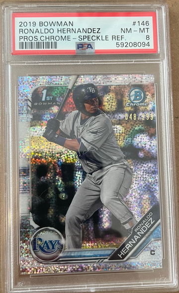2019 Bowman Prospects Chrome Ronaldo Hernandez Speckle Refractor /299 PSA 8