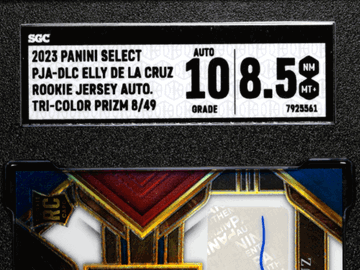 2023 Panini Select Elly De La Cruz #PJA-DLC Rookie Jersey Autograph Tri Color Prizm SGC 8.5 Auto 10