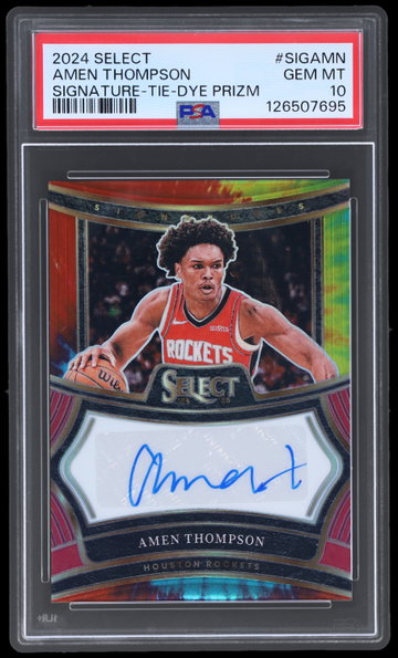2024 Panini Select Amen Thompson Signature Tie Dye Prizm PSA 10